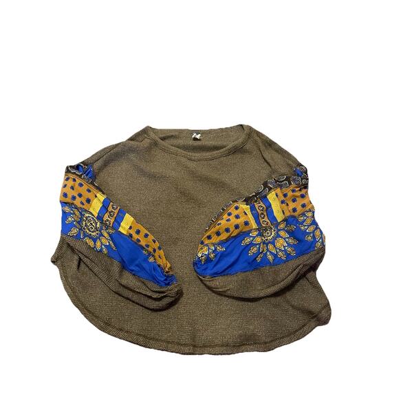 FREE PEOPLE Oversized Boxy Blossom Hippie Boho 90s Thermal Olive Combo S - Picture 4 of 9